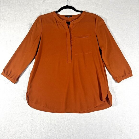 NYDJ Tops - NYDJ Women's Small Brown Pullover Blouse 3/4 Sleeve Shirt Top Pleated Back